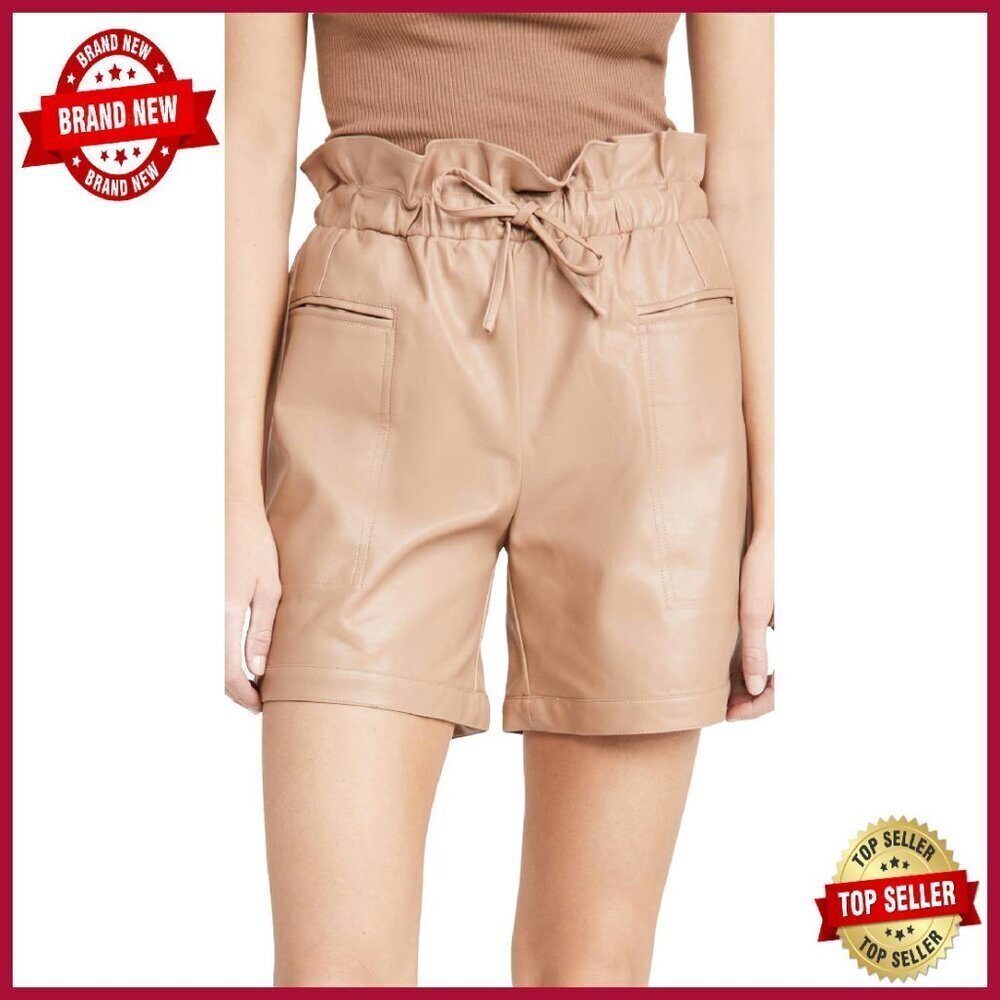 Vegan Leather Paperbag Shorts - Fall Fashion - M/L Sizes